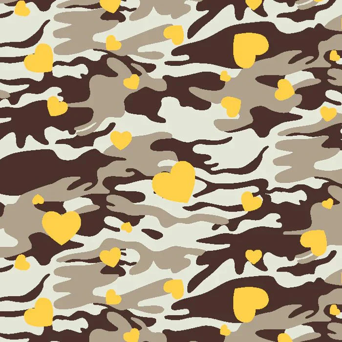 Printed Spandex Camo Hearts Fabric