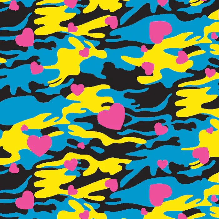 Printed Spandex Camo Hearts Fabric