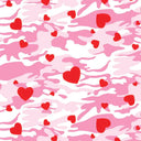 Printed Spandex Camo Hearts Fabric