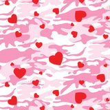 Printed Spandex Camo Hearts Fabric