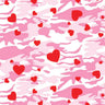 Printed Spandex Camo Hearts Fabric