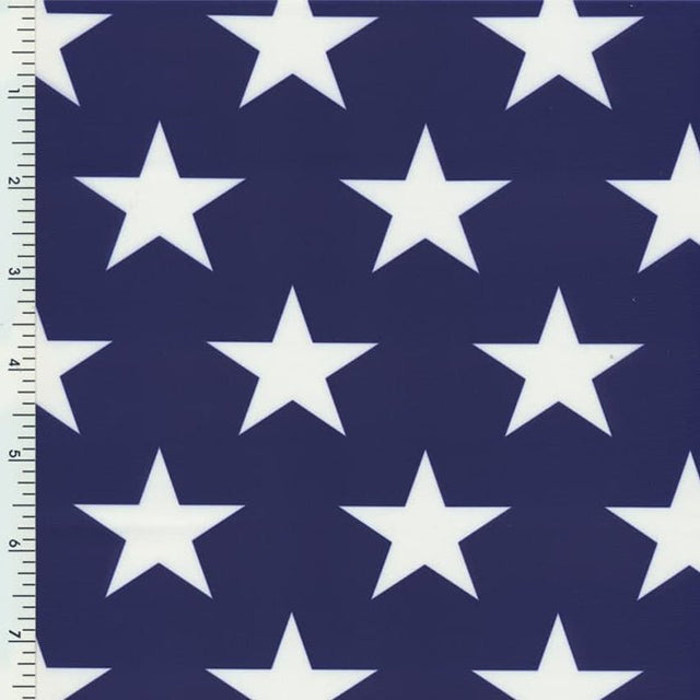 Printed Spandex Star Fabric Navy