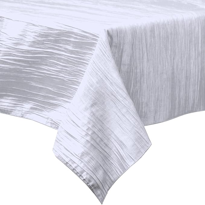 Rectangular Light Weight Accordion Design Crushed Taffeta Fabric - Seamless Table Overlay, 58" X 108" (1 Piece)