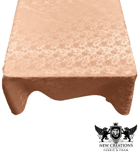 Square Tablecloth Roses Jacquard Satin Fabric - Floral Rose Jacquard, 36" X 36" (1 Piece)