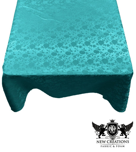 Square Tablecloth Roses Jacquard Satin Fabric - Floral Rose Jacquard, 36" X 36" (1 Piece)