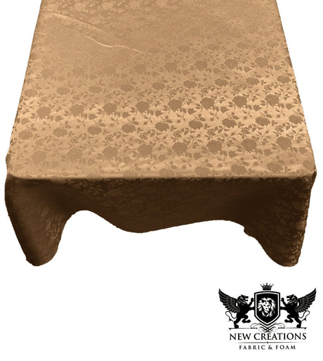 Square Tablecloth Roses Jacquard Satin Fabric - Floral Rose Jacquard, 36" X 36" (1 Piece)