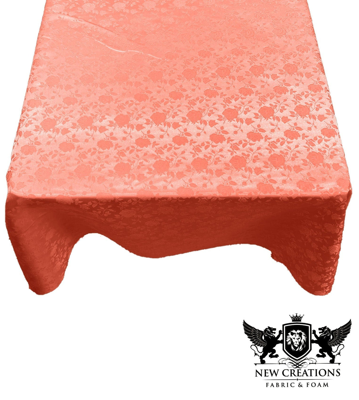 Square Tablecloth Roses Jacquard Satin Fabric - Floral Jacquard, 42" X 42" (1 Piece)