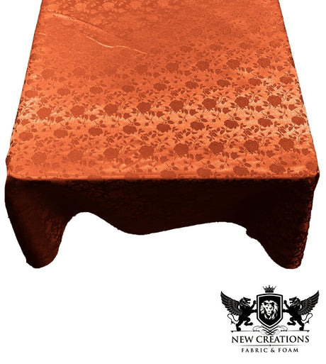 Square Tablecloth Roses Jacquard Satin Fabric - Floral Jacquard, 42" X 42" (1 Piece)