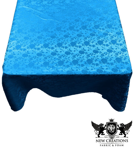 Square Tablecloth Roses Jacquard Satin Fabric - Floral Jacquard, 42" X 42" (1 Piece)