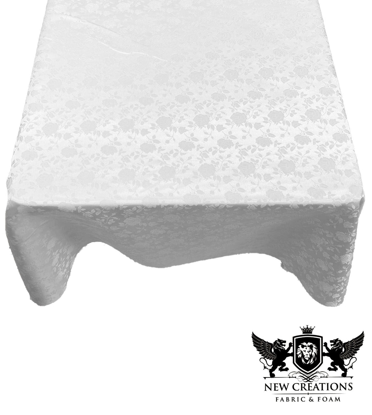 Square Tablecloth Roses Jacquard Satin Fabric - Floral Jacquard, 42" X 42" (1 Piece)