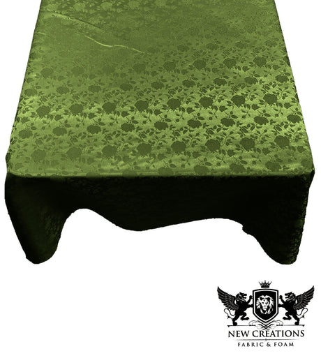 Square Tablecloth Roses Jacquard Satin Fabric - Floral Jacquard, 45" X 45" (1 Piece)