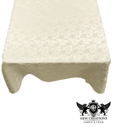 Square Tablecloth Roses Jacquard Satin Fabric - Floral Jacquard, 45" X 45" (1 Piece)
