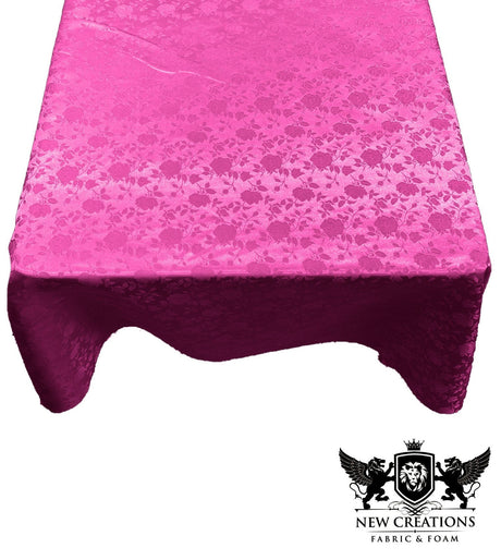 Square Tablecloth Roses Jacquard Satin Fabric - Roses Jacquard, 48" X 48" (1 Piece)