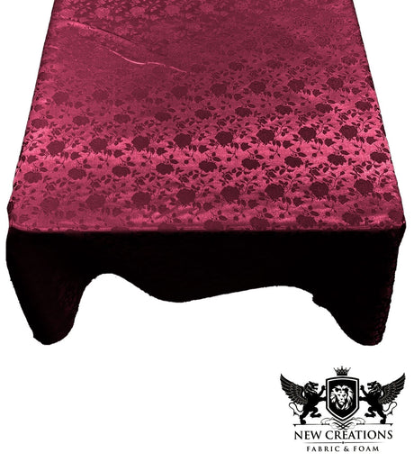 Square Tablecloth Roses Jacquard Satin Fabric - Roses Jacquard, 48" X 48" (1 Piece)