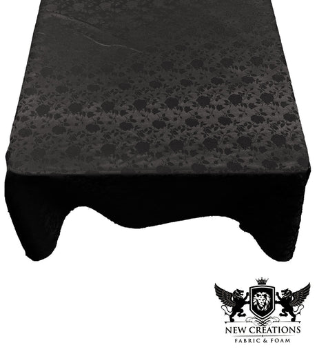 Square Tablecloth Roses Jacquard Satin Fabric - Roses Jacquard, 48" X 48" (1 Piece)
