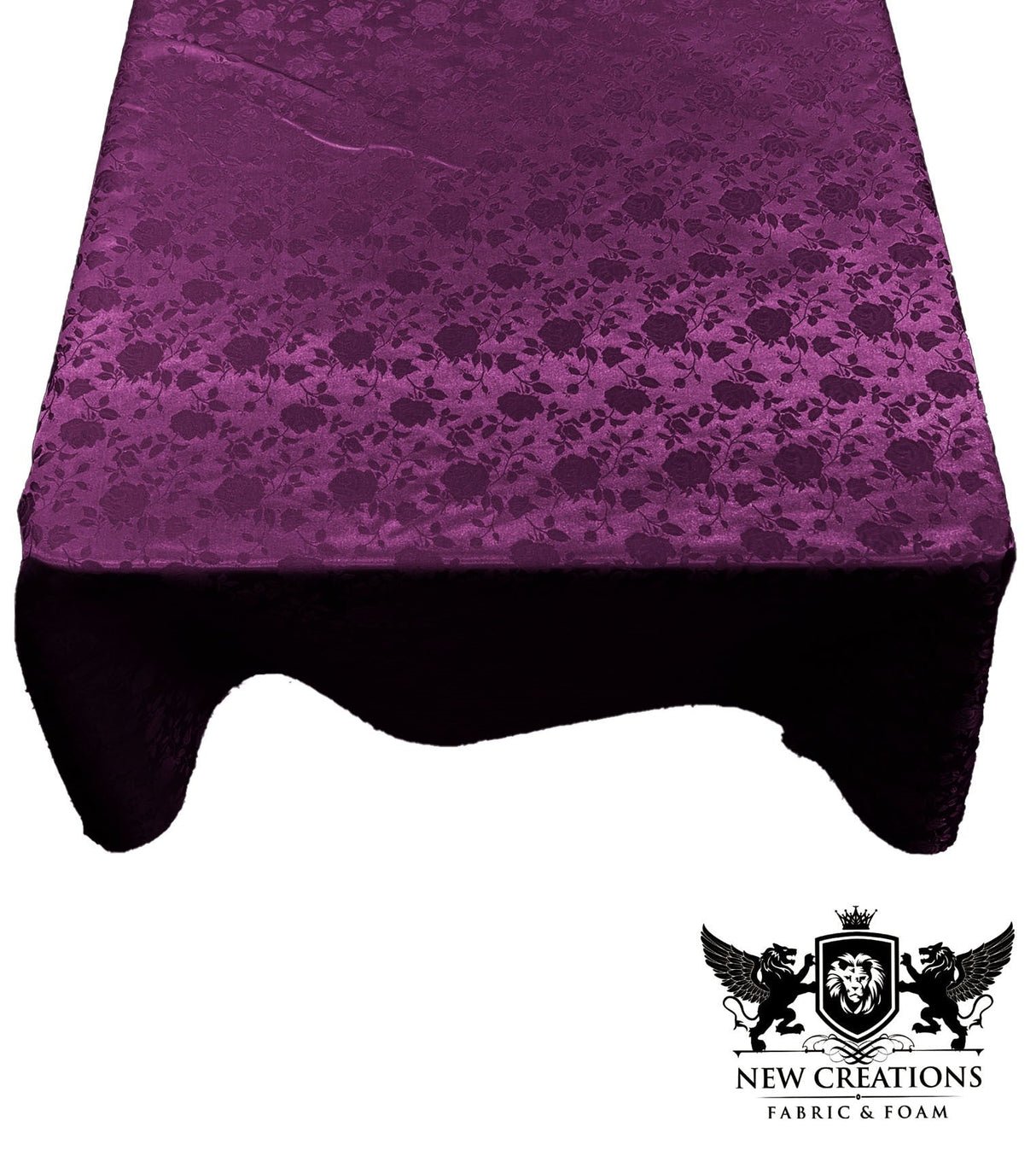 Square Tablecloth Roses Jacquard Satin Fabric - Roses Jacquard, 48" X 48" (1 Piece)
