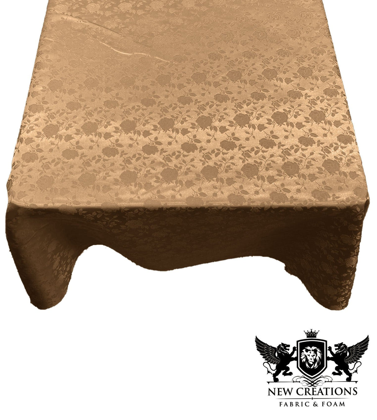Square Tablecloth Roses Jacquard Satin Fabric - Roses Jacquard, 48" X 48" (1 Piece)