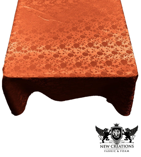Square Tablecloth Roses Jacquard Satin Fabric - Floral Jacquard, 51" X 51" (1 Piece)