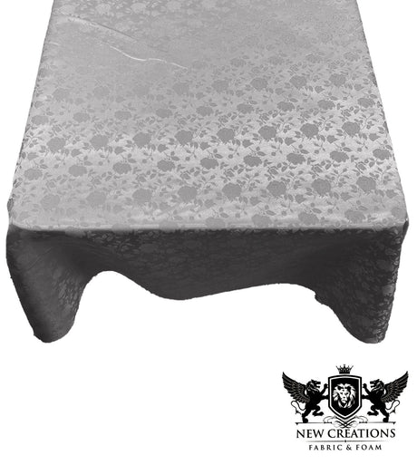 Square Tablecloth Roses Jacquard Satin Fabric - Floral Jacquard, 51" X 51" (1 Piece)