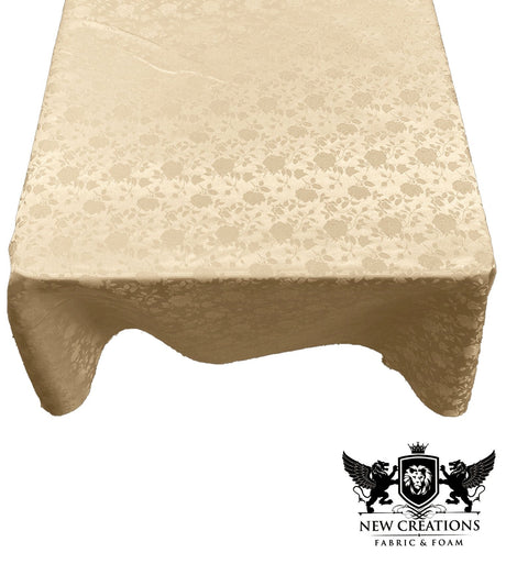 Square Tablecloth Roses Jacquard Satin Fabric - Floral Jacquard, 51" X 51" (1 Piece)