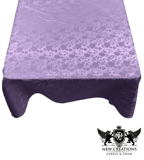 Square Tablecloth Roses Jacquard Satin Fabric - Floral Jacquard, 51" X 51" (1 Piece)