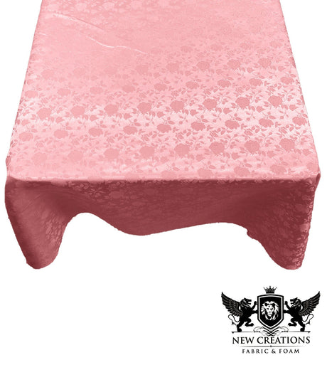 Square Tablecloth Roses Jacquard Satin Fabric - Floral Jacquard, 51" X 51" (1 Piece)