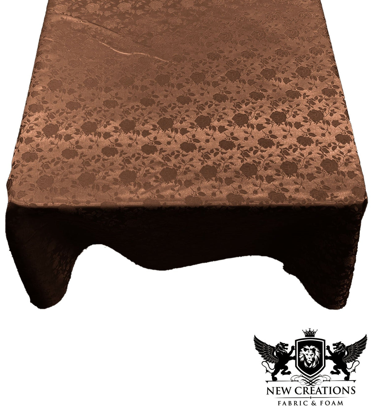 Square Tablecloth Roses Jacquard Satin Fabric - Floral Rose Pattern, 54" X 54" (1 Piece)