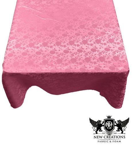 Square Tablecloth Roses Jacquard Satin Fabric - Floral Rose Pattern, 54" X 54" (1 Piece)
