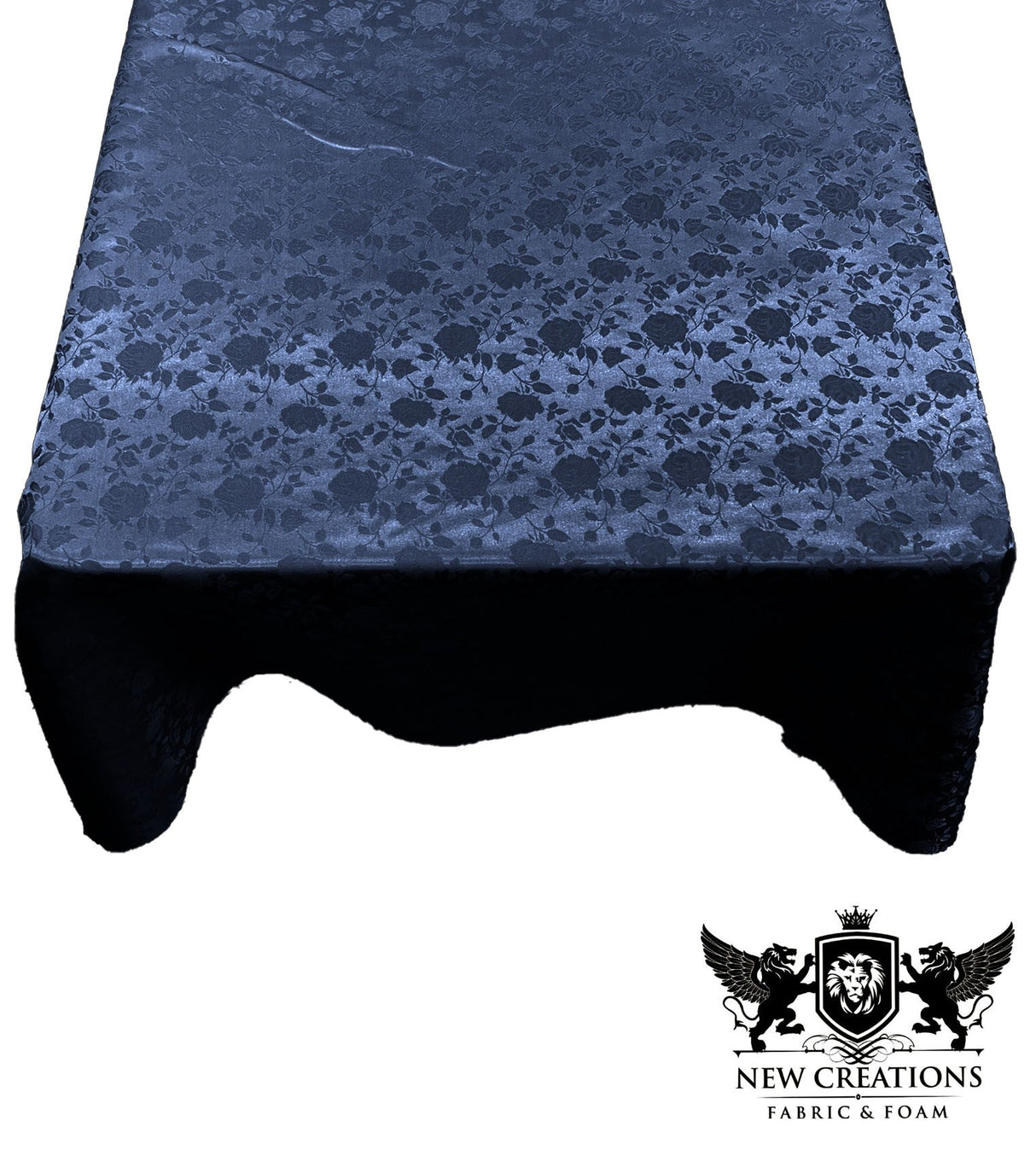 Square Tablecloth Roses Jacquard Satin Fabric - Floral Rose Pattern, 54" X 54" (1 Piece)