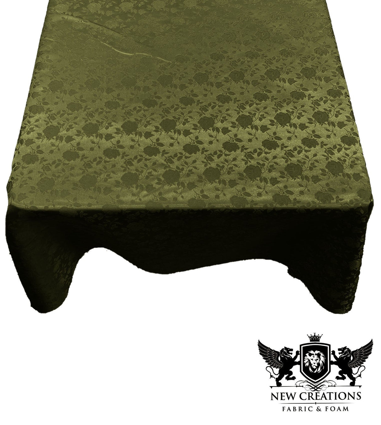 Square Tablecloth Roses Jacquard Satin Fabric - Floral Rose Pattern, 54" X 54" (1 Piece)