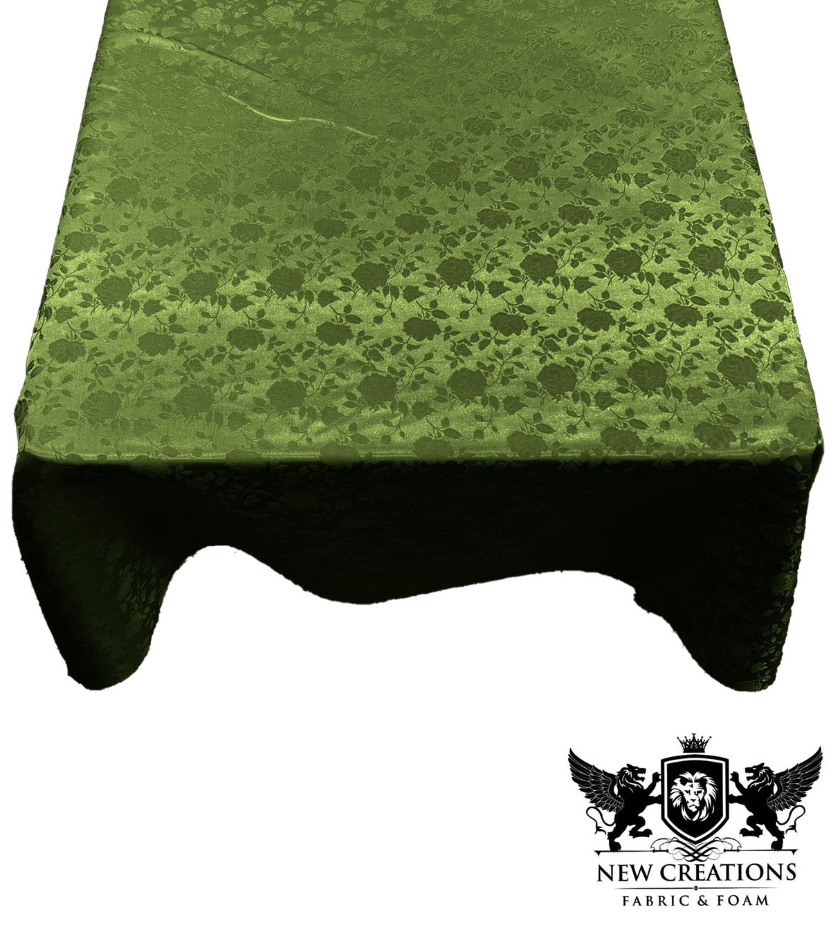 Square Tablecloth Roses Jacquard Satin Fabric - Floral Rose Pattern, 54" X 54" (1 Piece)