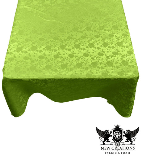 Square Tablecloth Roses Jacquard Satin Fabric - Floral Rose Jacquard, 58" X 58" (1 Piece)