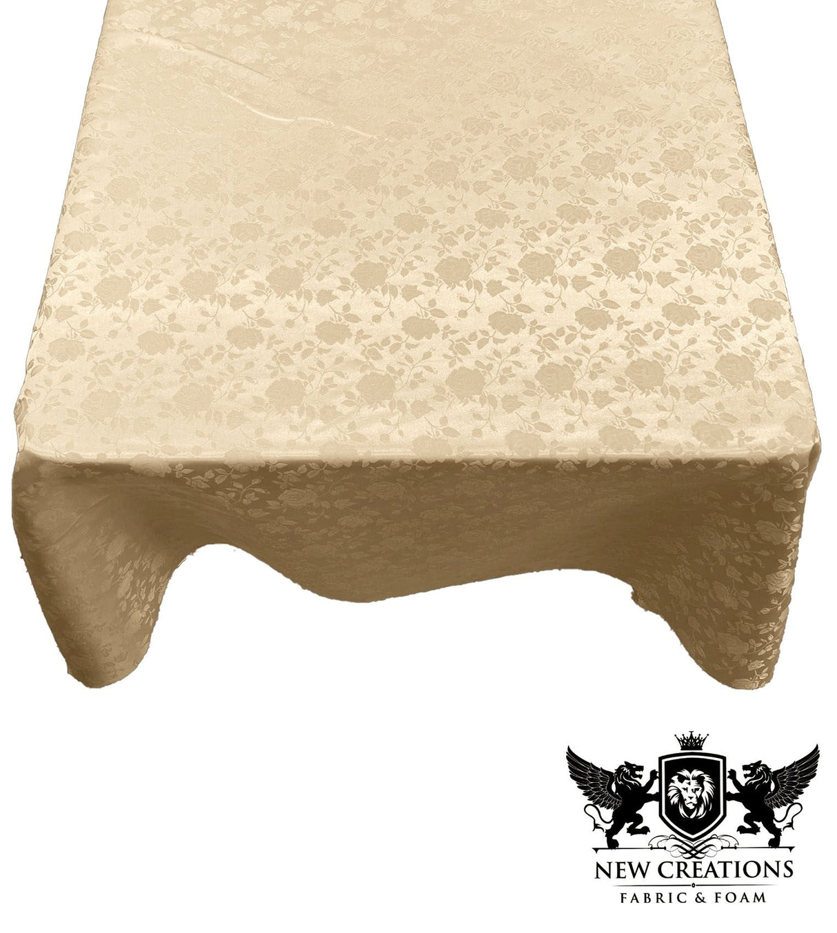 Square Tablecloth Roses Jacquard Satin Fabric - Floral Rose Jacquard, 58" X 58" (1 Piece)