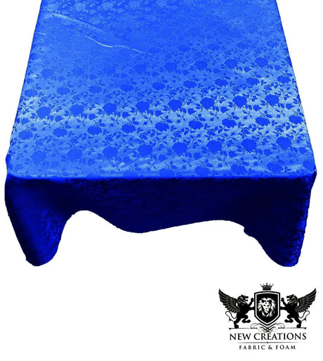 Square Tablecloth Roses Jacquard Satin Fabric - Floral Rose Jacquard, 58" X 58" (1 Piece)