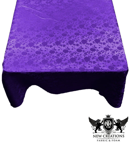 Square Tablecloth Roses Jacquard Satin Fabric - Floral Rose Jacquard, 58" X 58" (1 Piece)