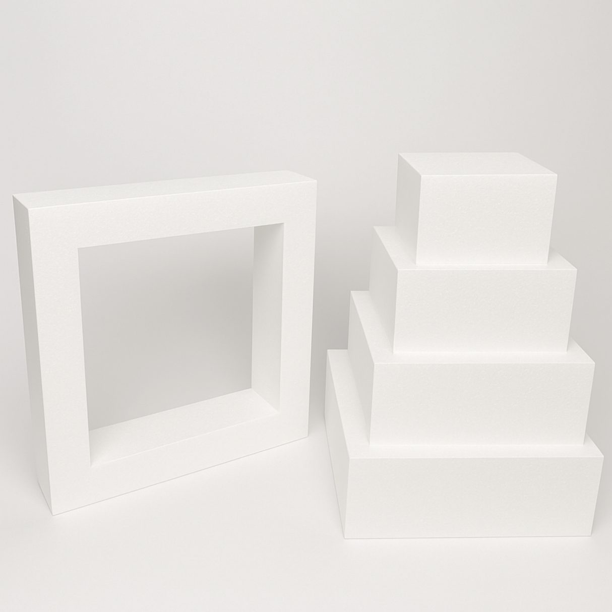 Oasis Supply "Hollow Donut Style EPS Styrofoam Dummy Cake Set - 5" High by 6" 8" 10" 12" 14" -- Stack up to 5 Tiers