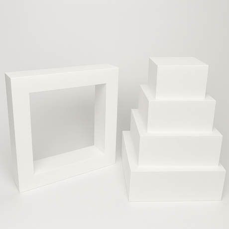 Oasis Supply "Hollow Donut Style EPS Styrofoam Dummy Cake Set - 5" High by 6" 8" 10" 12" 14" -- Stack up to 5 Tiers