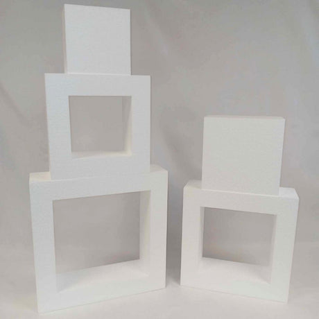 Oasis Supply "Hollow Donut Style EPS Styrofoam Dummy Cake Set - 5" High by 6" 8" 10" 12" 14" -- Stack up to 5 Tiers