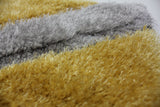SR-721 Polyester Fabric - Plush Fluffy Shine 3D Geometric Design, Red/Silver/Yellow, 2' X 3", 5' 3" X 7' 5", 7' 6" X 10' 3" (1 Rug)
