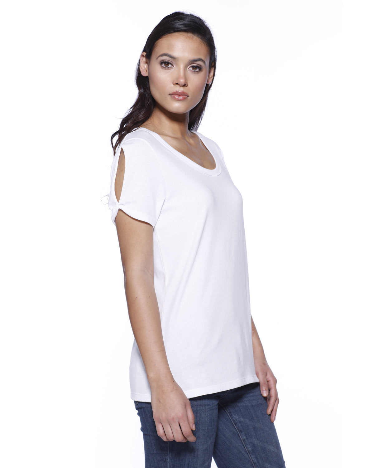 Ladies' CVC Twist Sleeve Top