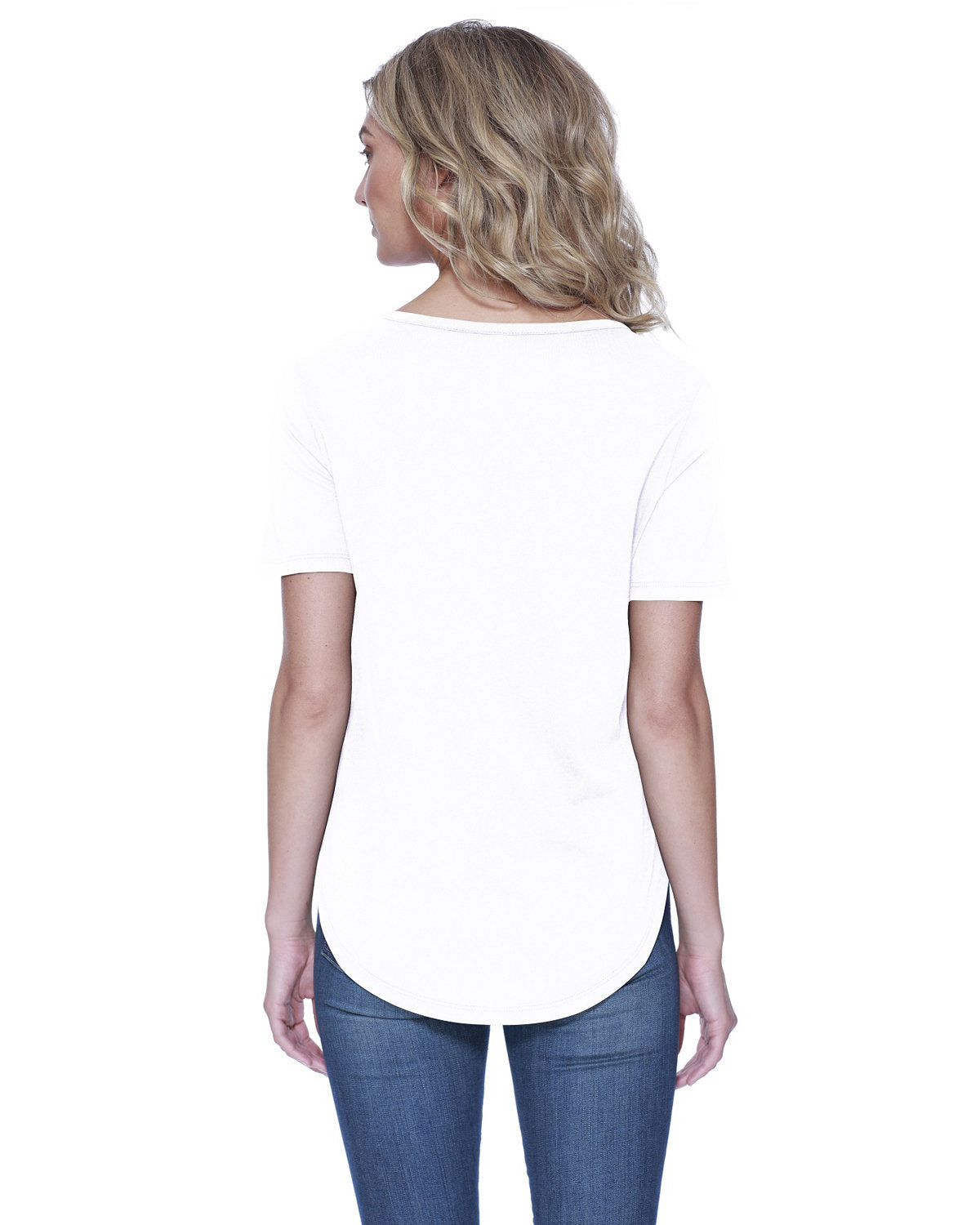 Ladies' CVC Slit V-Neck T-Shirt