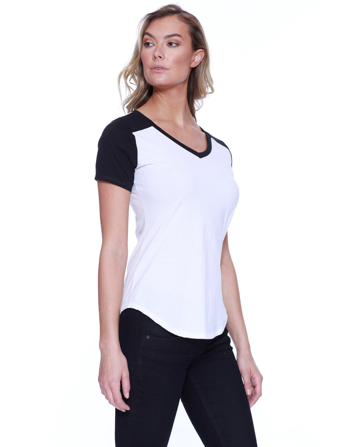 Ladies' CVC Varsity V-Neck T-Shirt