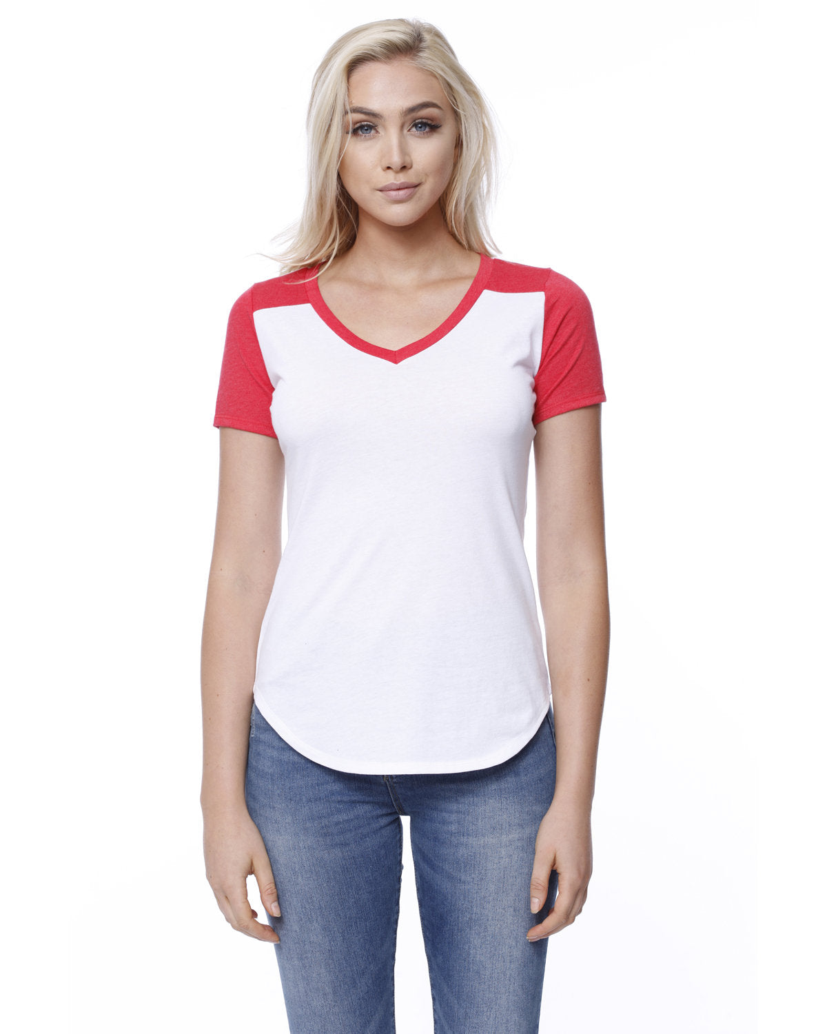 Ladies' CVC Varsity V-Neck T-Shirt