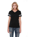 Ladies' CVC Striped Varsity T-Shirt