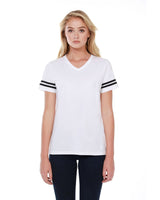 Ladies' CVC Striped Varsity T-Shirt