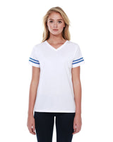 Ladies' CVC Striped Varsity T-Shirt