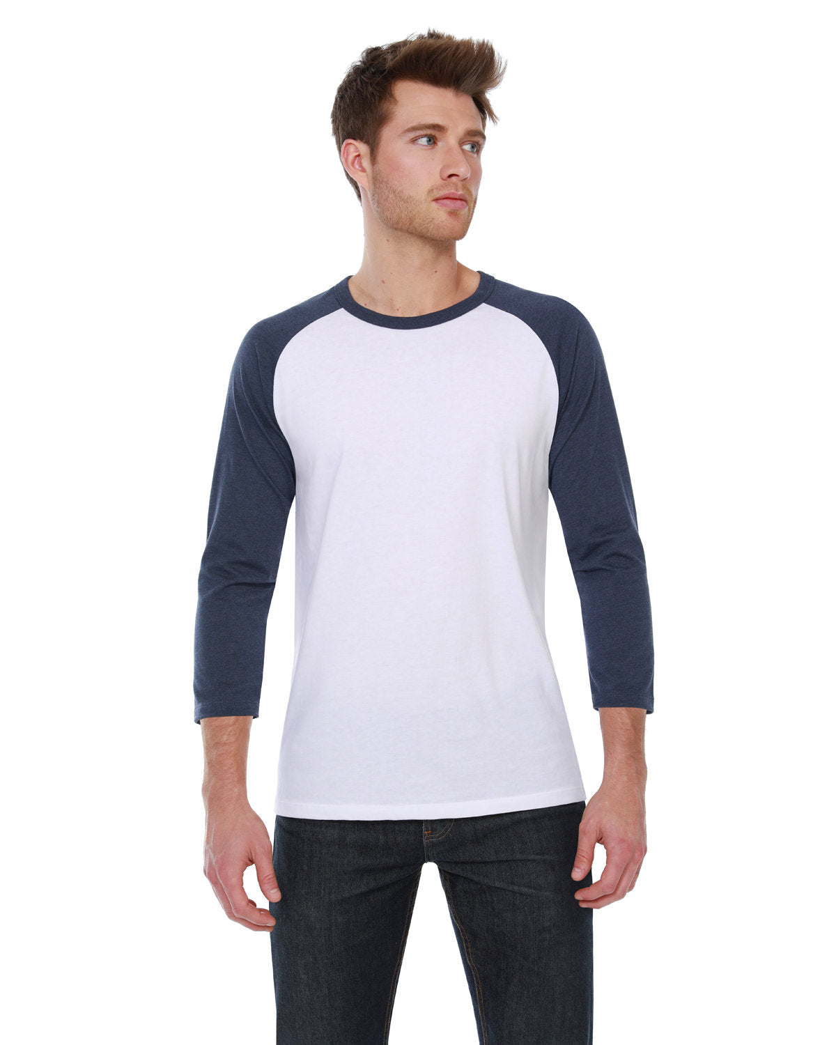 Men's CVC Three-Quarter Sleeve Raglan