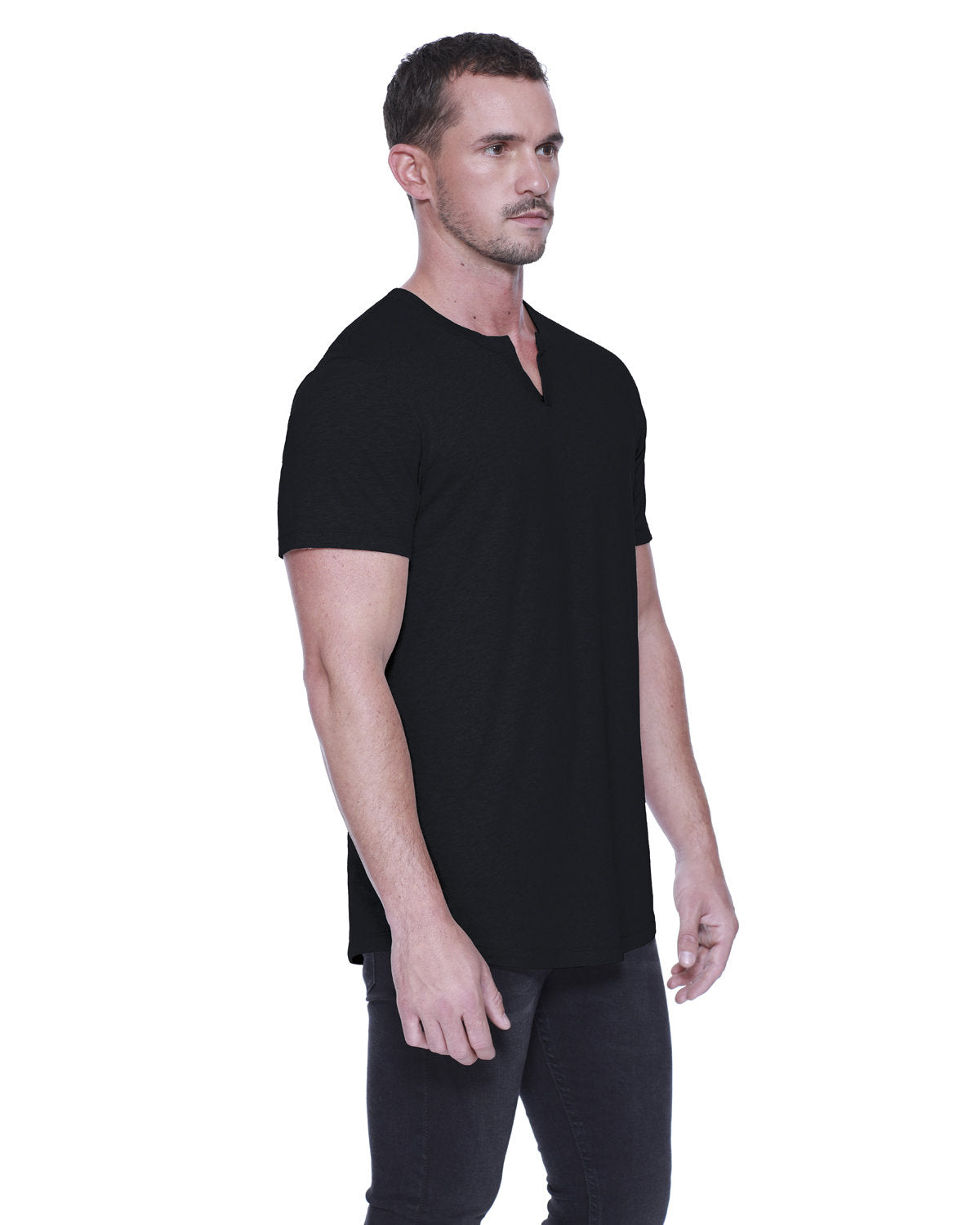 Men's Cotton/Modal Slit V-Neck