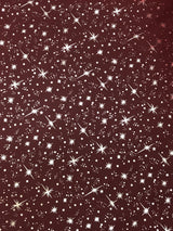 Red/Silver Stars Organza Polyester Fabric - Metallic Silver Foil Star Print, Sheer, 58/60" Width (1 Yard)