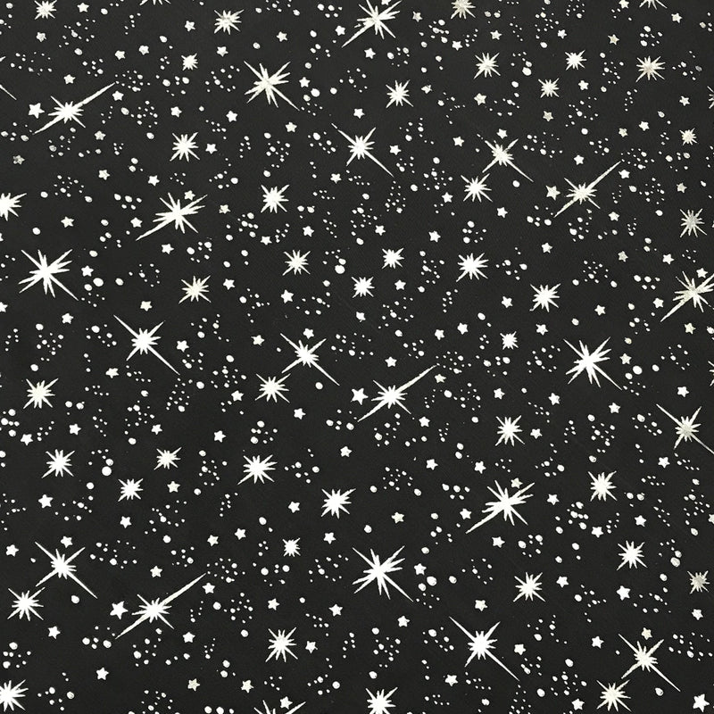 Pink/Silver Stars Polyester Organza Fabric - Metallic Silver Foil Star Print, Pink/Silver, 58/60" Width